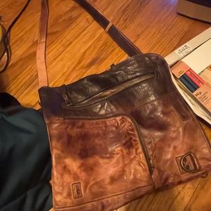 Brown distressed leather multi carry purse